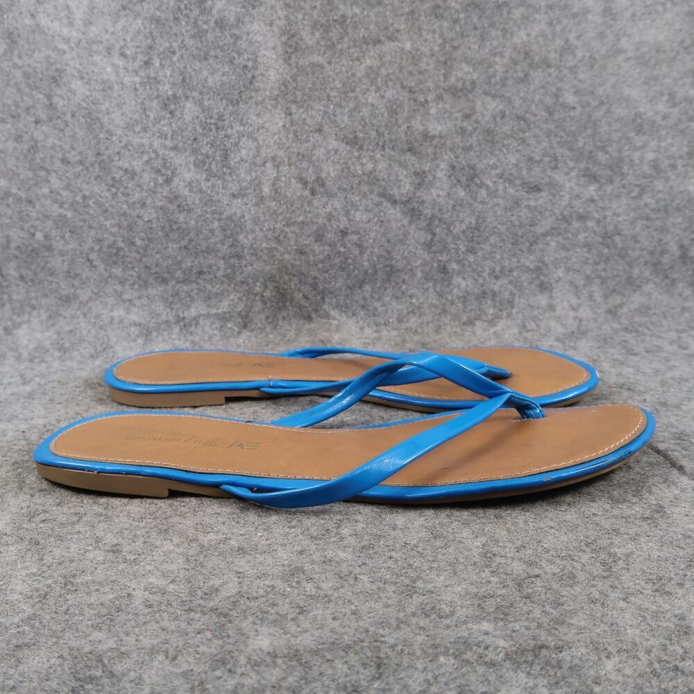 American Eagle Shoes Womens 9 Sandals Flip Flops Thin Strap Flats Blue Casual